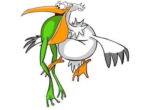 recommend clip art: pelican caught a frog