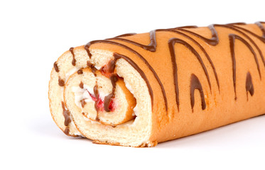 cream and strawberry roll cake