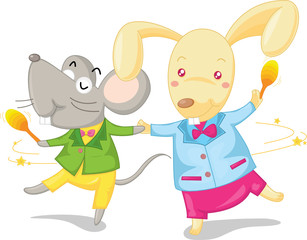 Obraz na płótnie Canvas rabbit and mouse