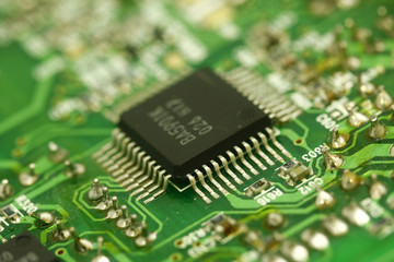 macro photograph of computer circuit board