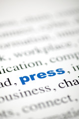 mot press texte flou mot bleu presse