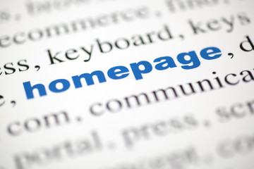 Fototapeta premium mot homepage Page d'accueil texte flou lettres bleu