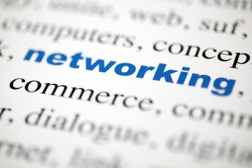 Obraz premium mot networking Gestion de réseau texte flou mot bleu