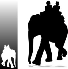 two man on elephant silhouettes