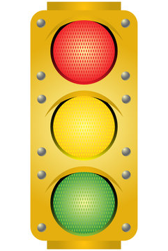 Yellow traffic light. Vector illustration.