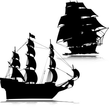 old boat vector silhouettes