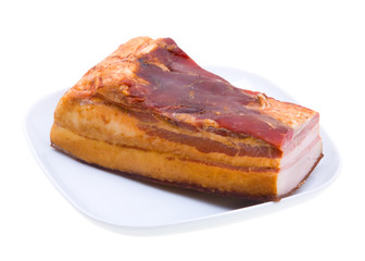 Close-up hunk of fat isolated on white