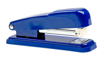 Blue strip stapler isolated on white