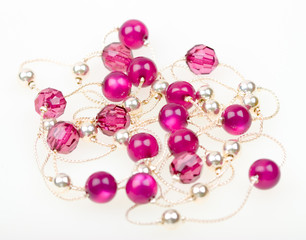Close-up beautiful string of beads, necklace to background