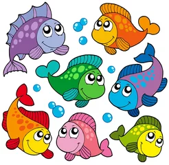 Cercles muraux Pour enfants Various cute fishes collection 2
