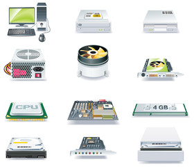 Vector detailed computer parts icon set. Part 1