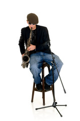 Naklejka premium Music performer, saxophone