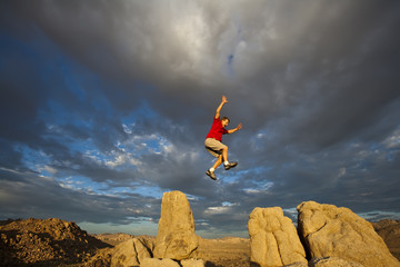 Rock climber on the summit.