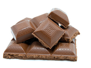 chocolate in bars isolated on white