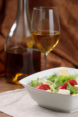 Fruit salad and white wine