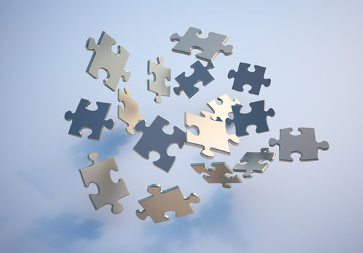 Flying puzzle pieces
