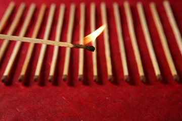 Light wooden matches arrangement