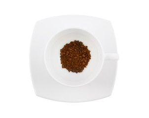 Instant coffee in white cup isolated