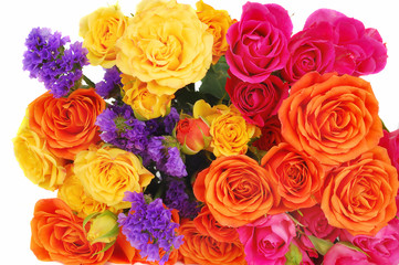 Color roses bouquet isolated