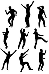 Collection of dancing young men. Vector illustration