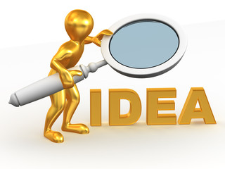 Men with loupe. Idea