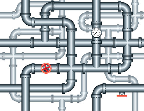 seamless maze of plumbing pipes