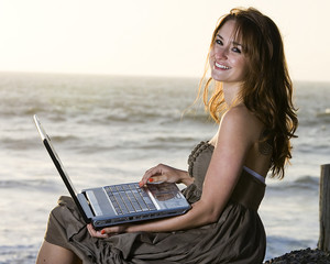 Happy Girl on computer