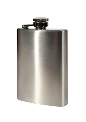 metallic flasks on a white background. (isolated)