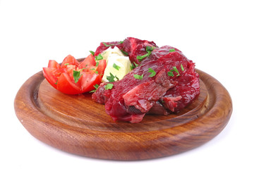 uncooked small beef chunks