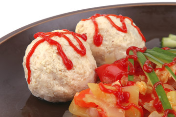 meatballs served with garnish