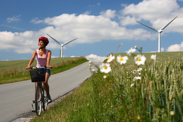 Woman biking