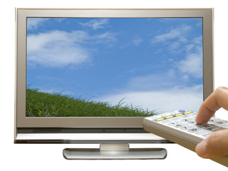シンプルなテレビとリモコン