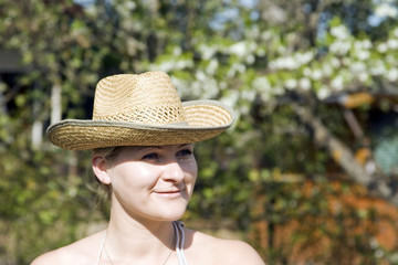 Blondie girl in a cowboy hat