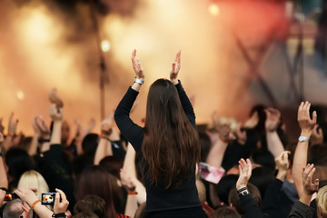 Cheering crowd at concert