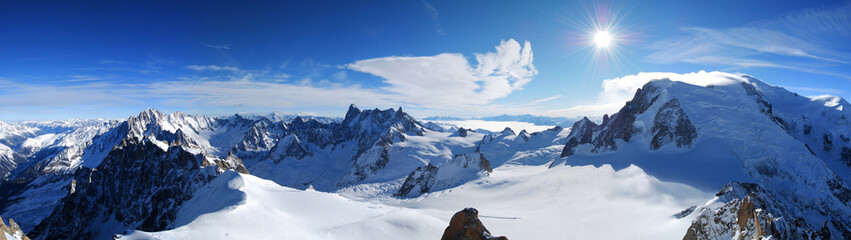 Mont Blanc &amp  Mer de Glace vanaf de Aiguille du Midi