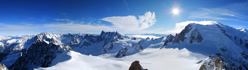Küchenrückwand glas motiv Mont Blanc Mont Blanc &amp  Mer de Glace von der Aiguille du Midi