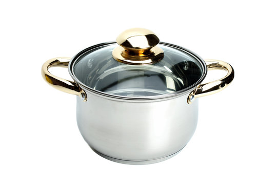 Stainless steel pot with glass cover