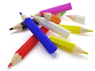 Scattering colored pencils.