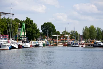 Door stickers City on the water Harbor of Harderwijk, the Neherlands