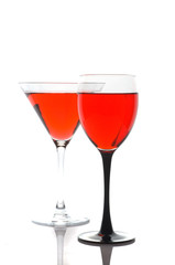 red wine on glass/ isolated