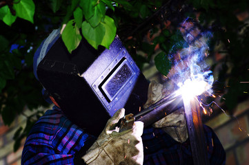 welding metal.