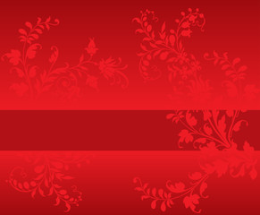 Abstract Red Floral Composition with Berries - Background Vector