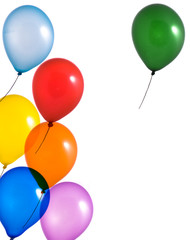 Multi color balloons on white background