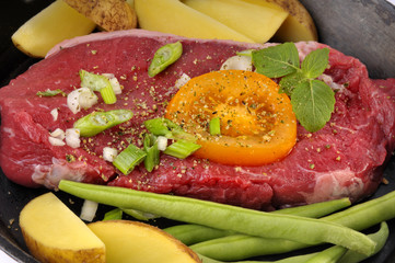 Steak in einer Pfanne