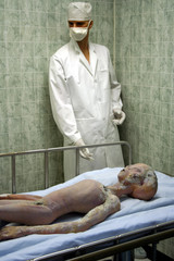 An Exhibit of a Dead Alien from the Roswell UFO Crash