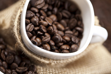 Caffee cup and beans