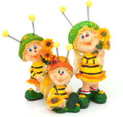 Fototapeta premium Three cheerful bees isolated on white background