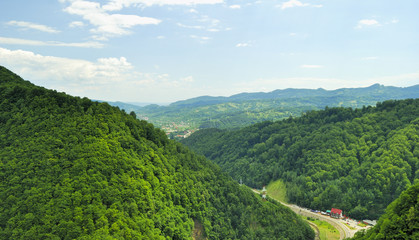 High view from a mountain top in Romania