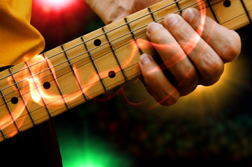 abstract expression guitar player on stage