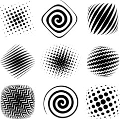 Nine graphic halftone elements ready for design study.
